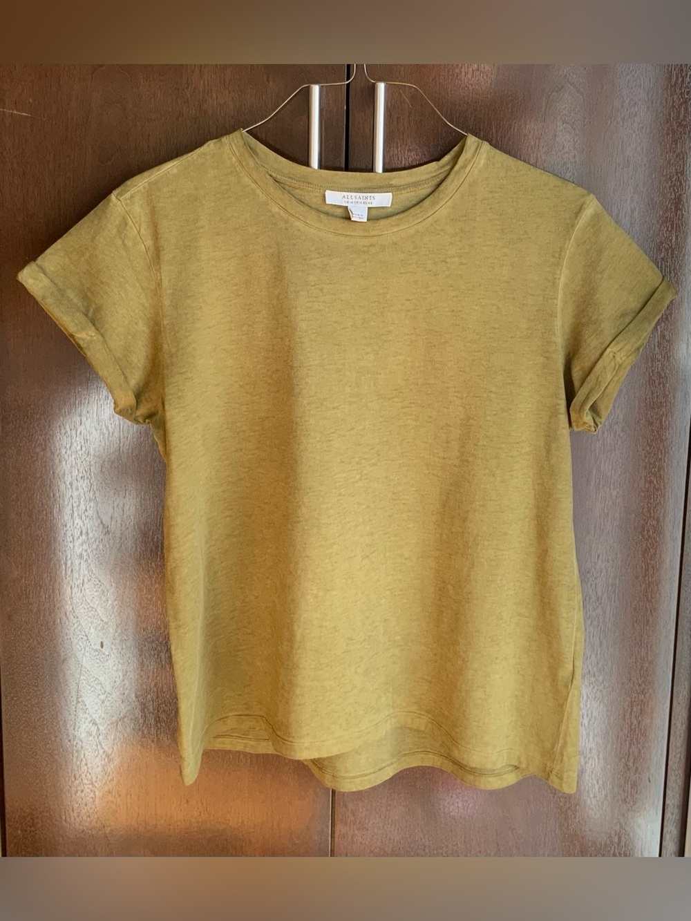 ALL SAINTS Green/Mustard Crewneck Tee